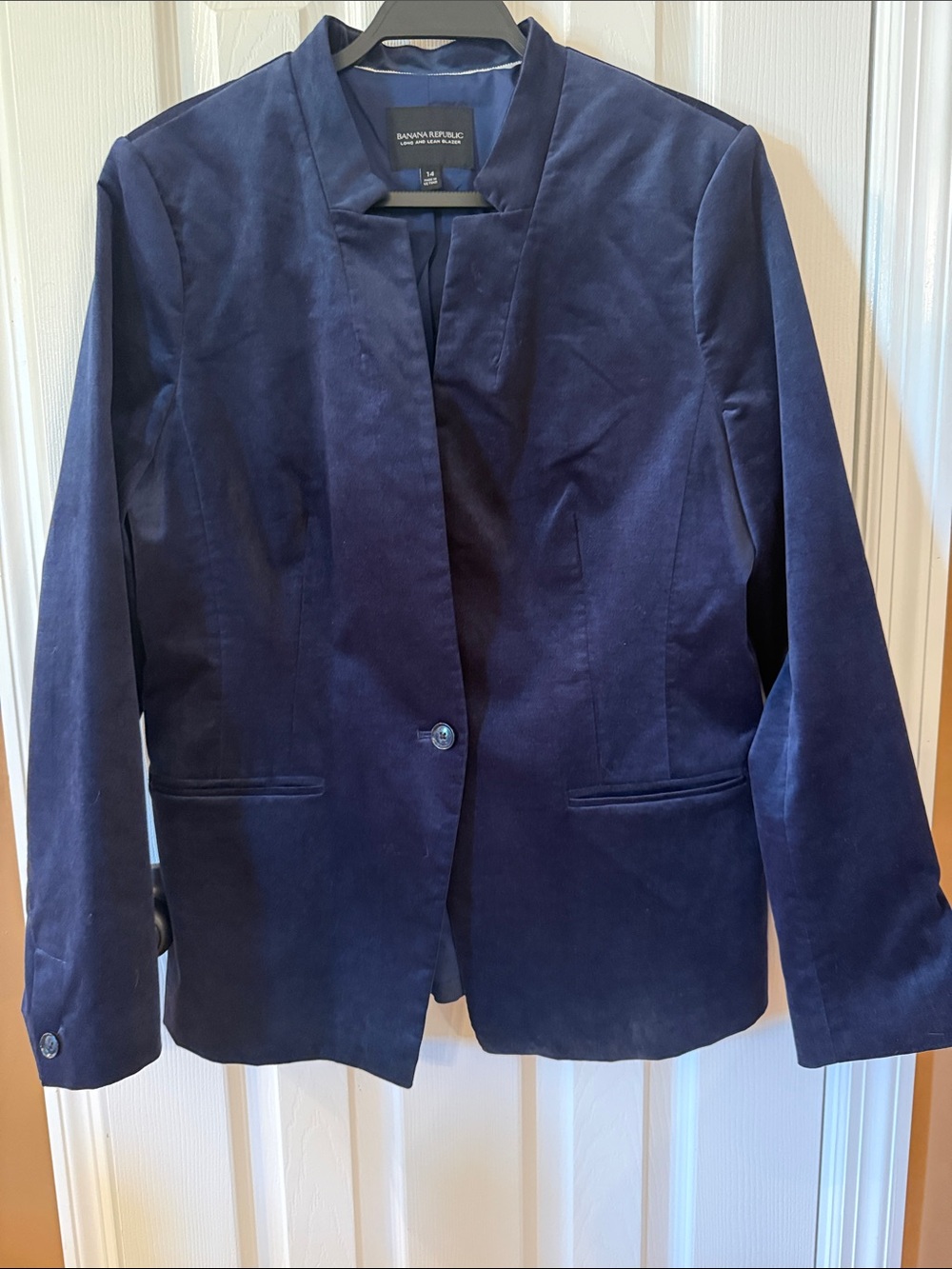 Banana Republic Dark Navy Velvet Single-Button Blazer